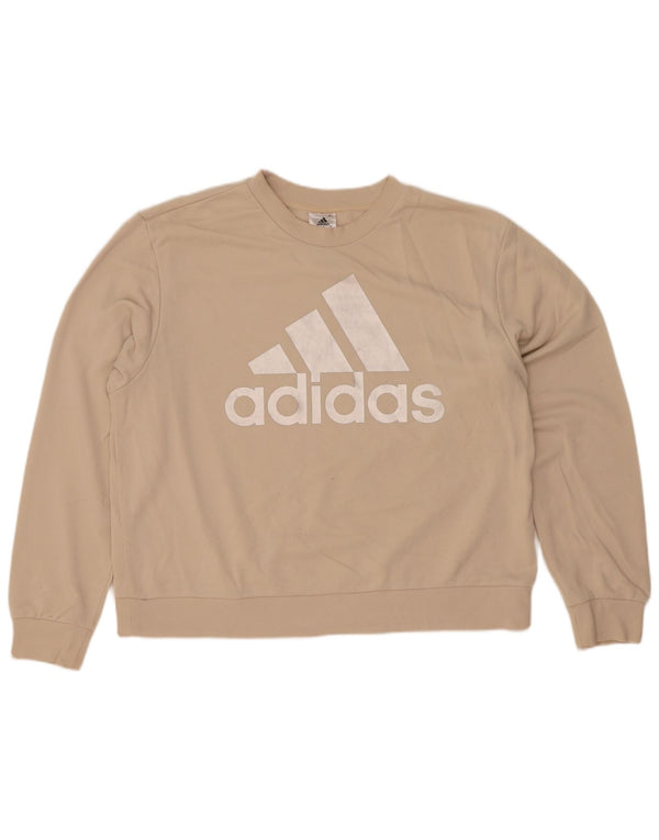Adidas női grafikus pulóver UK 16/18 nagy bézs pamut