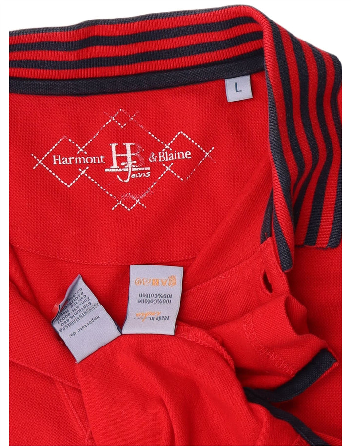 Harmont & Blaine Mens Polo Shirt Large Red Cotton
