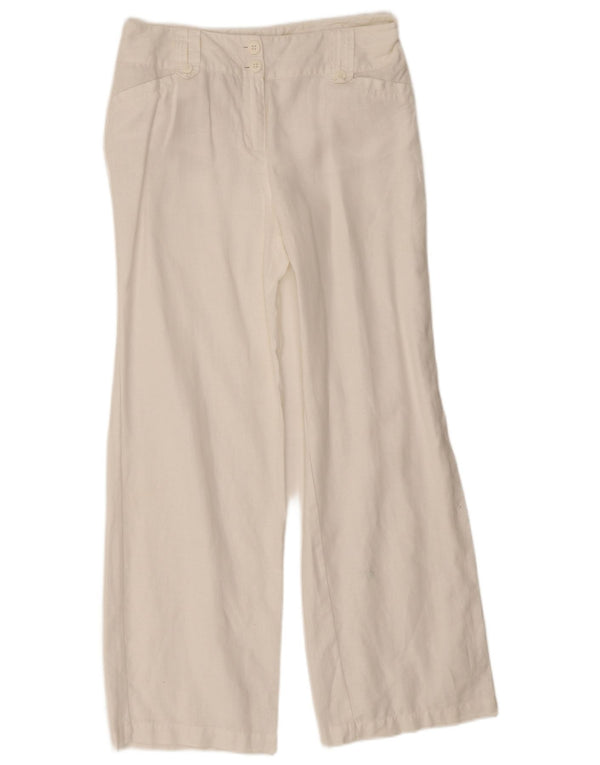 Monsoon Womens Bootcut Casual Trousers UK 10 Small W28 L28 White Linen