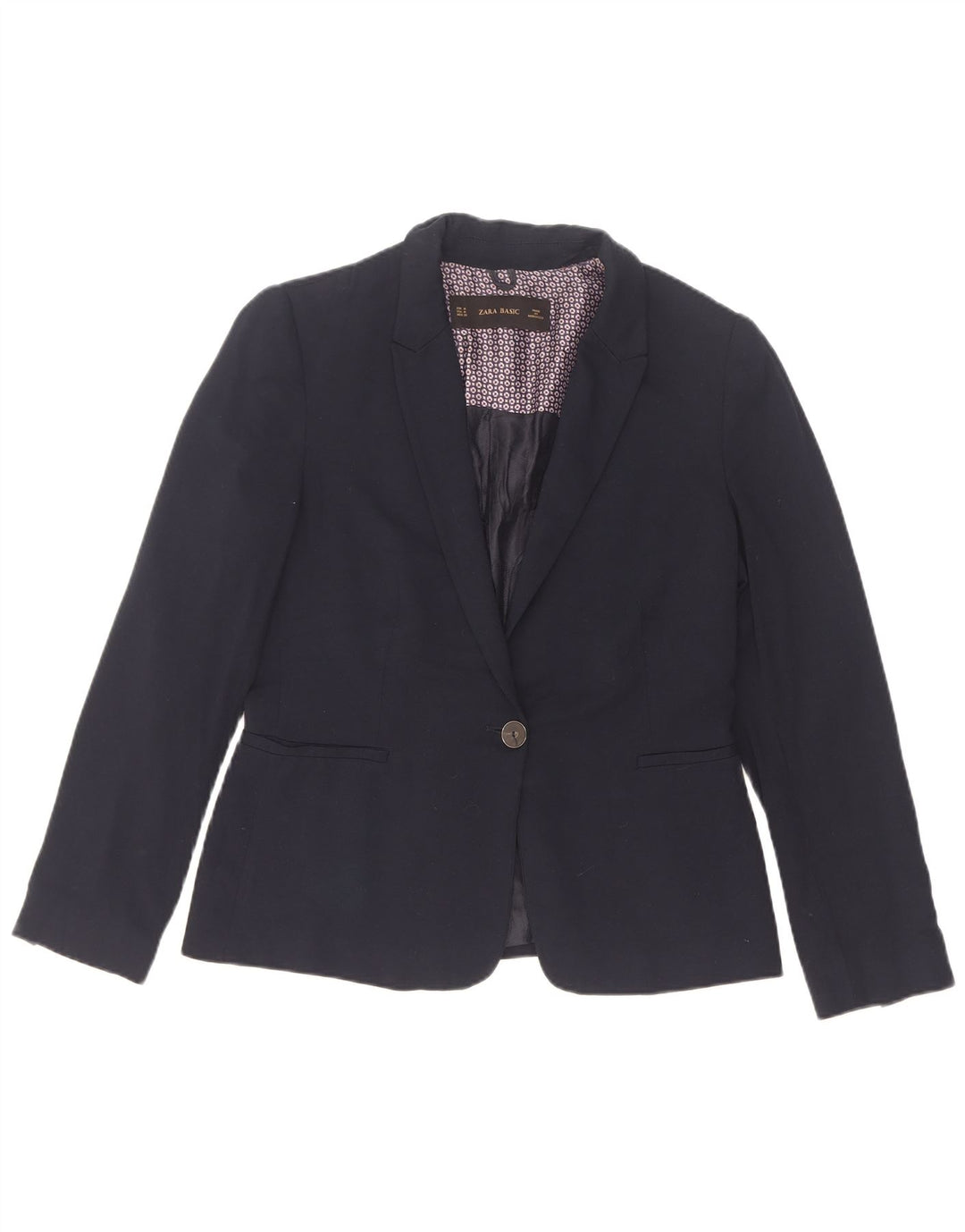 Blazer pentru femei Zara cu 1 nasture UK 12 Medium Bleumarin