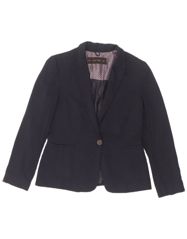 Blazer pentru femei Zara cu 1 nasture UK 12 Medium Bleumarin