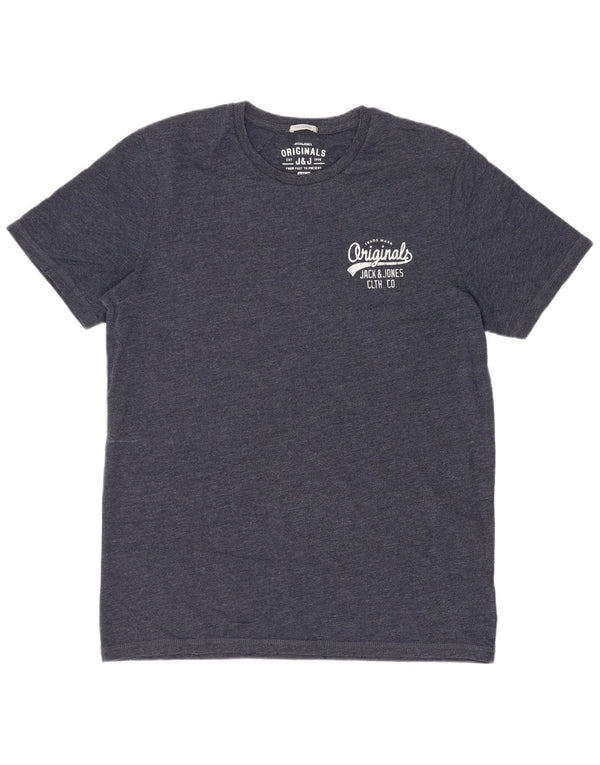 Jack & Jones Herre T-Shirt Top Medium Marineblå Bomuld