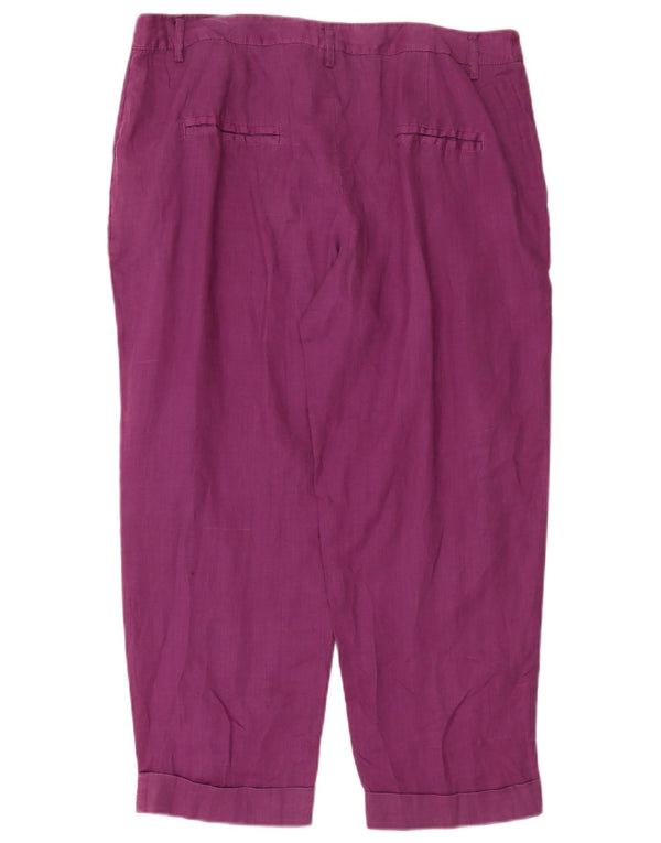 Zara Женские прямые укороченные брюки большие W30 L25 Фиолетовый Ramie