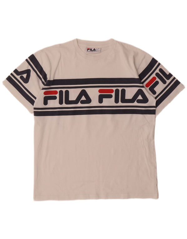 Fila Mens Graphic T-Shirt Top Pequeno Branco