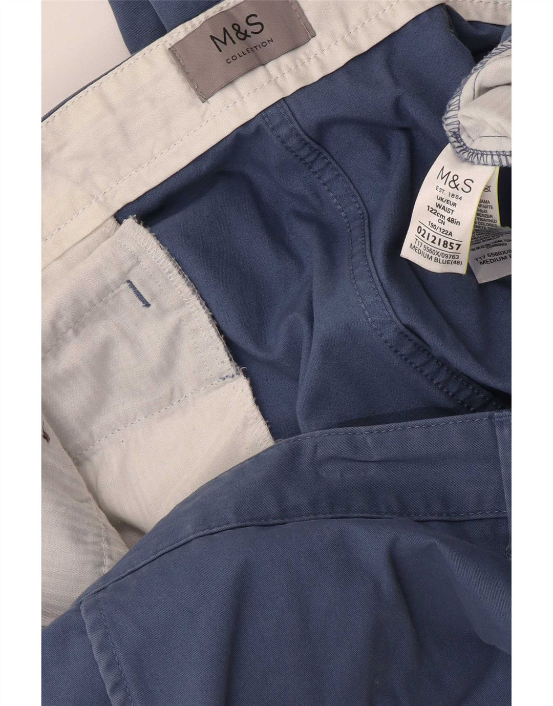 Pantaloncini chino da uomo Marks & Spencer W48 4XL cotone blu
