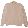 Fred Perry Herre Zip Neck Jumper Sweater Medium Beige Bomuld