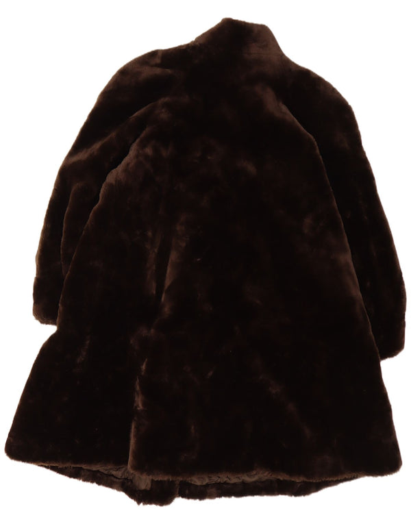 Couture Helene Womens Oversized Faux Fur Overcoat UK 16 Large Brown