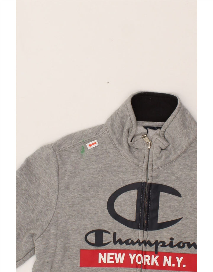 CHAMPION Boys Graphic Tracksuit Top Jacket 8-9 Years Grey Vintage Champion and Second-Hand Champion from Messina Hembry 