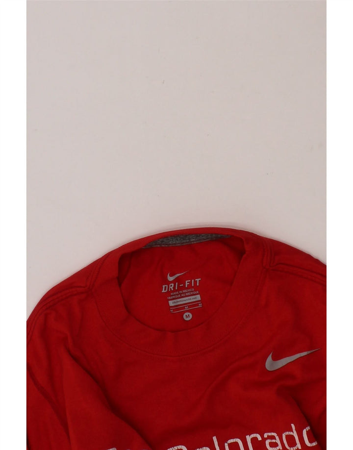 NIKE Boys Dri Fit Graphic Top Long Sleeve 10-11 Years Medium Red Polyester Vintage Nike and Second-Hand Nike from Messina Hembry 