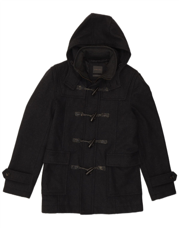 Zara Mens Hooded Duffle Jacket UK 38 Medium Grey