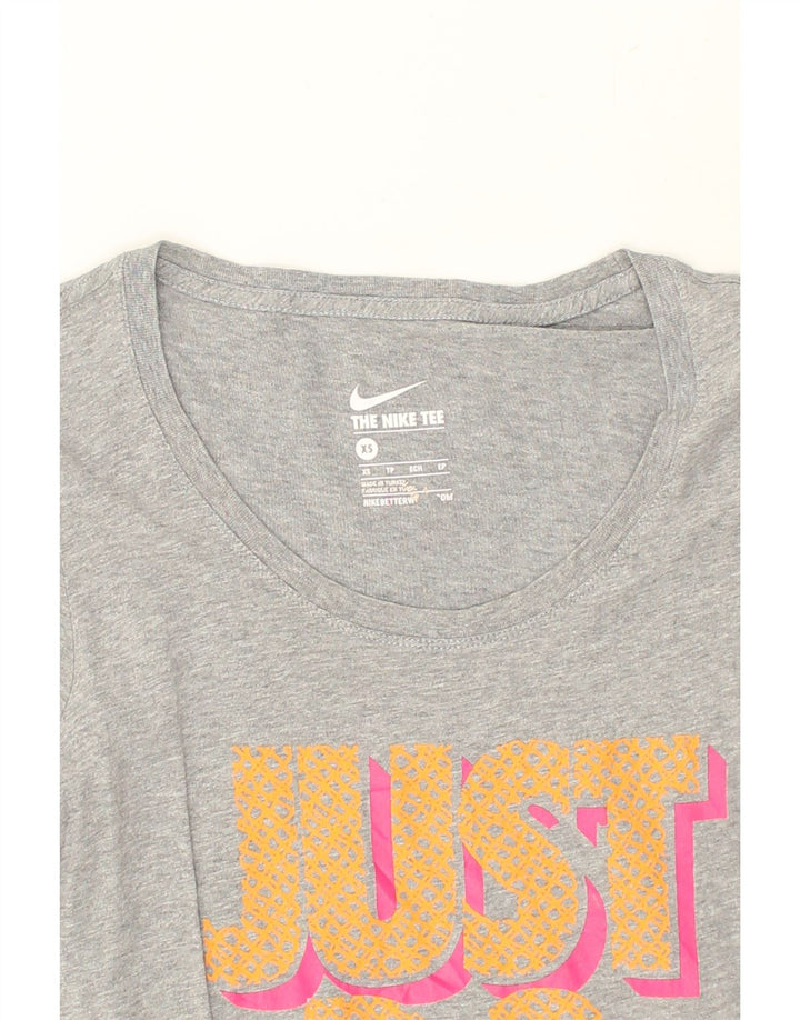 NIKE Womens The Nike Tee Graphic T-Shirt Top UK 6 XS Grey Cotton | Vintage Nike | Thrift | Second-Hand Nike | Used Clothing | Messina Hembry 