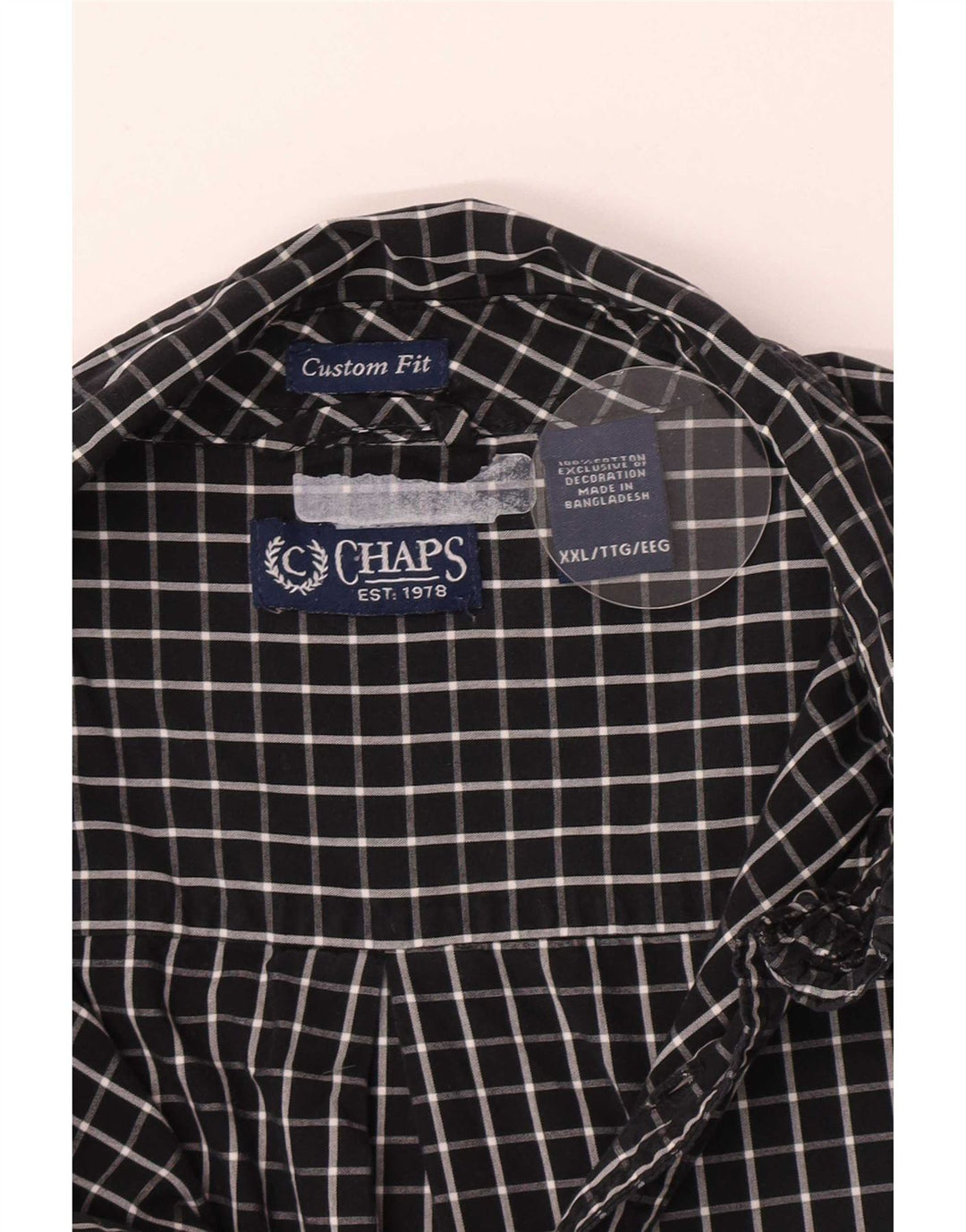 Camisa masculina Chaps Custom Fit 2XL algodão xadrez preto