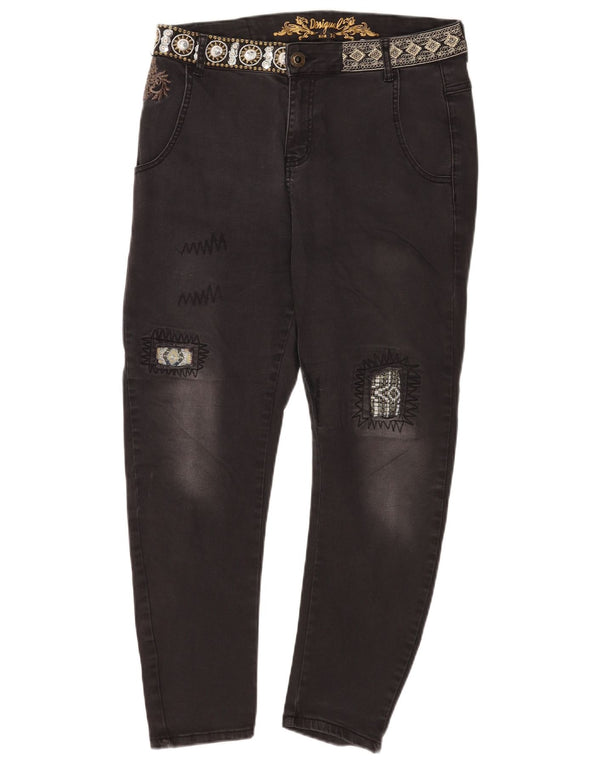 Desigual Jeans slim crop invecchiati da donna W30 L25 cotone nero