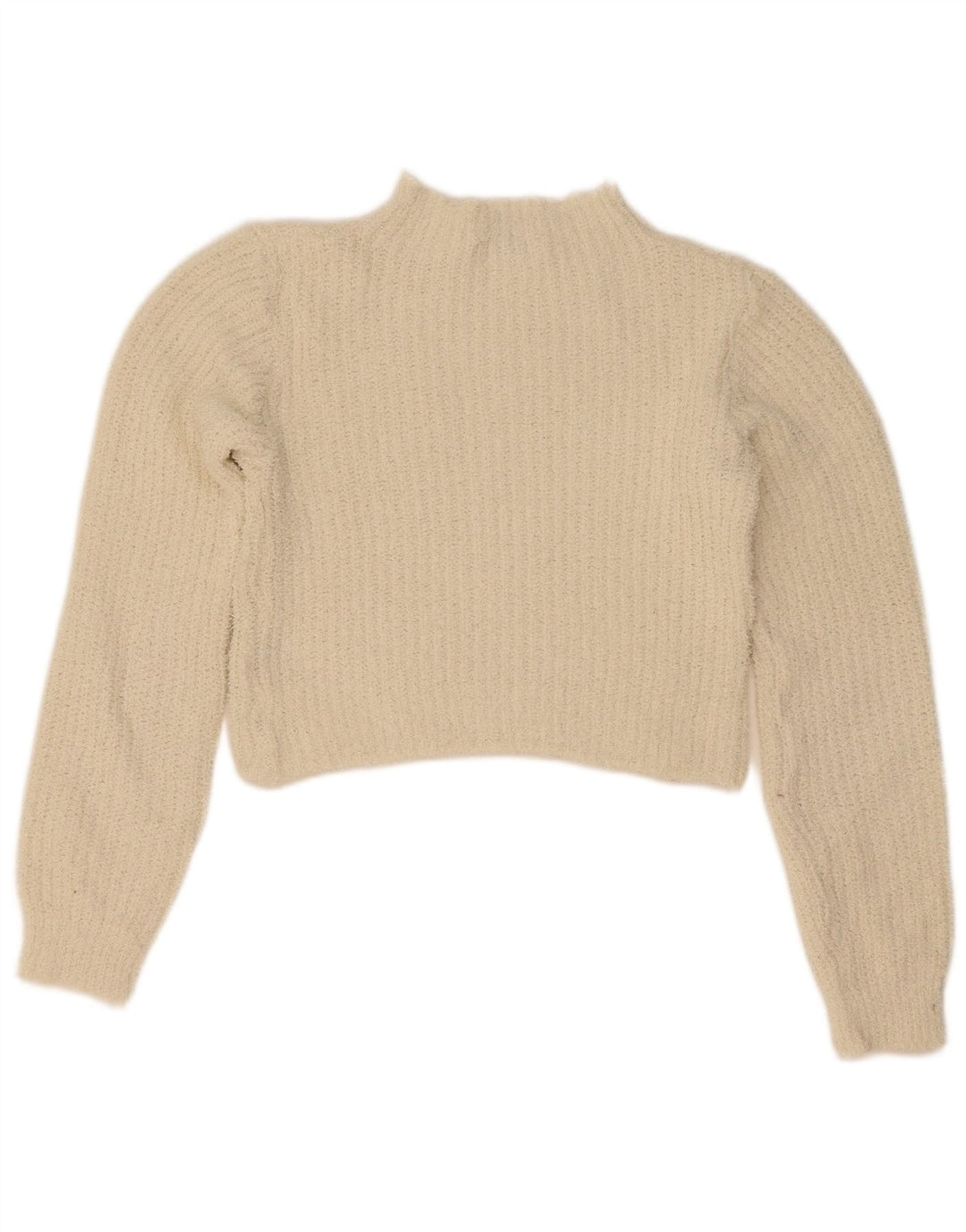 Zara Womens Crop Turtle Neck Jumper Sweater UK 10 Small Off White Polyester