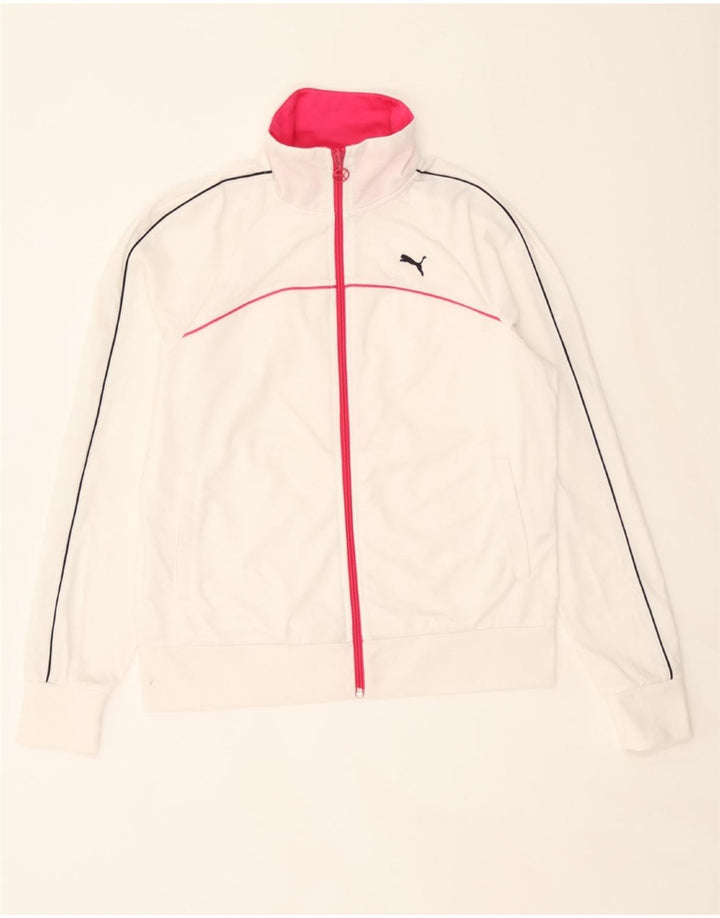 PUMA Womens Tracksuit Top Jacket UK 16 Large  White Polyester Vintage Puma and Second-Hand Puma from Messina Hembry 
