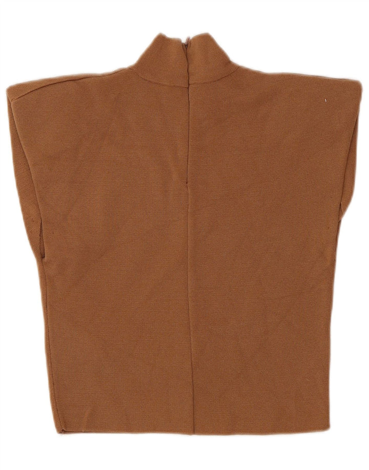 Zara Womens Sleeveless Crop Top UK 12 Medium Brown Polyamide