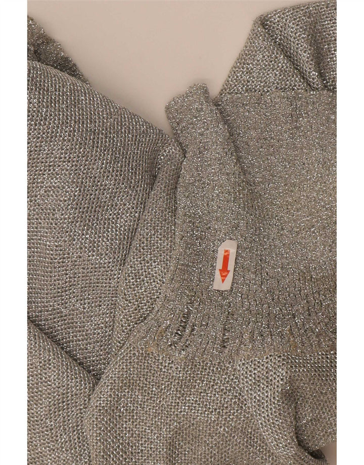 Vintage Womens Crop Roll Neck Jumper Sweater UK 12 Medium Grey