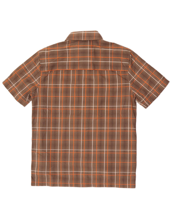 Helly Hansen Mens Short Sleeve Shirt XS Brown Check Polyester
