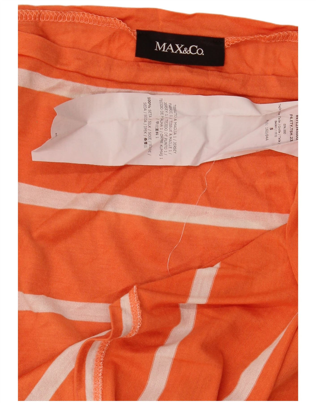 Max & Co. Womens Top 3/4 Sleeve UK 10 Small  Orange Striped Silk