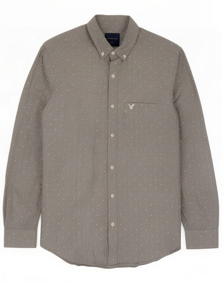 American Eagle Herre Slim Fit skjorte Medium Grey Spotted Cotton