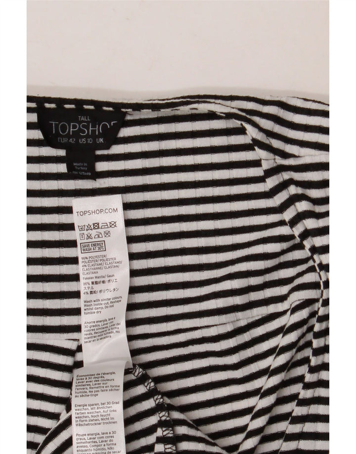 Topshop Womens Wrap Dress UK 10 Small Black Striped Polyester