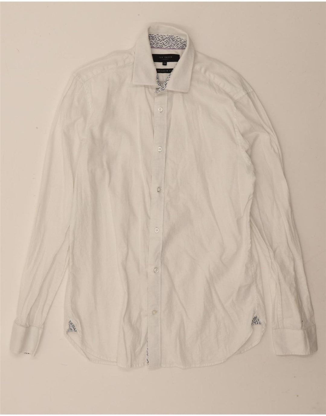 Ted Baker Herre Regular Fit Skjorte Størrelse 15 1/2 Medium Hvid Bomuld