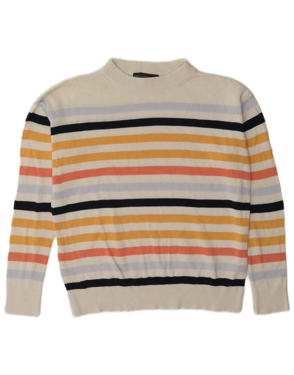 Maglione maglione girocollo da donna Marks & Spencer UK 6 XS bianco sporco a righe