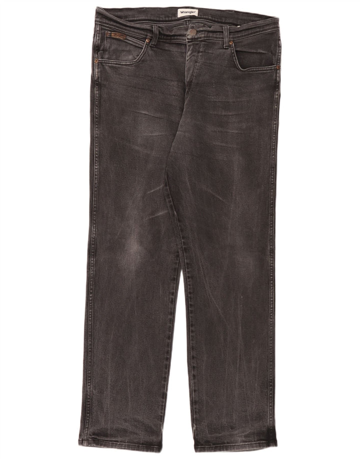 Wrangler Mens Texas Stretch Straight Jeans W38 L32 Grey Cotton