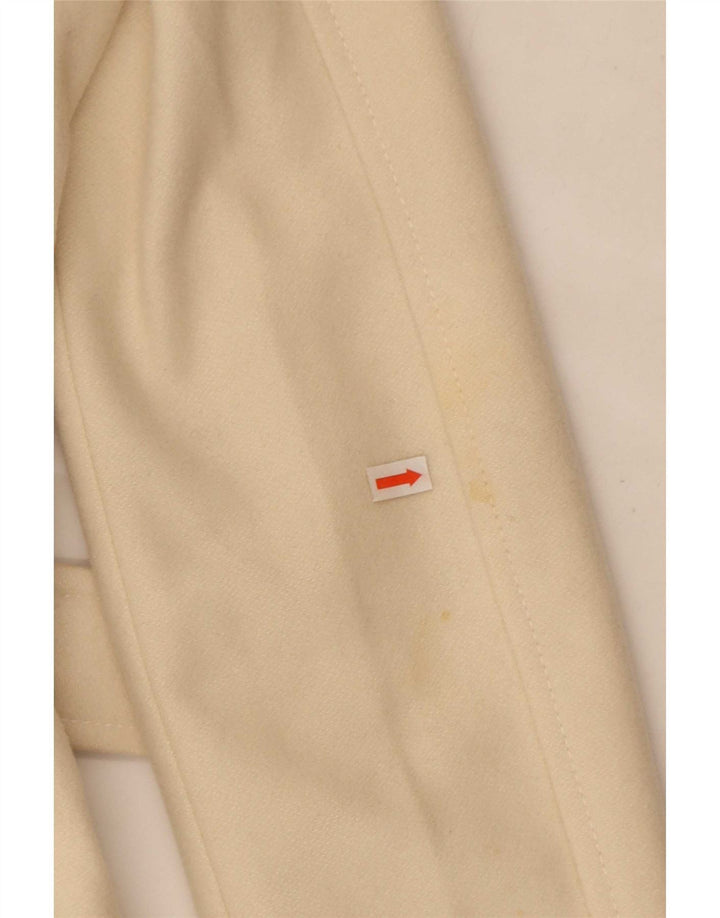 Benetton Womens Double Breasted Coat IT 40 Small Beige Wool