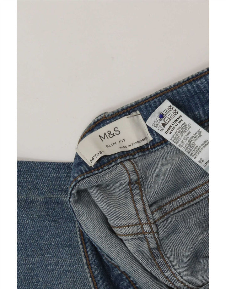 Marks & Spencer Mens Slim Jeans W34 L33 Blue Cotton