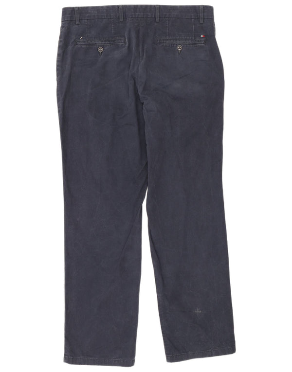 Pantaloni chino dritti da uomo Tommy Hilfiger W36 L32 cotone blu navy