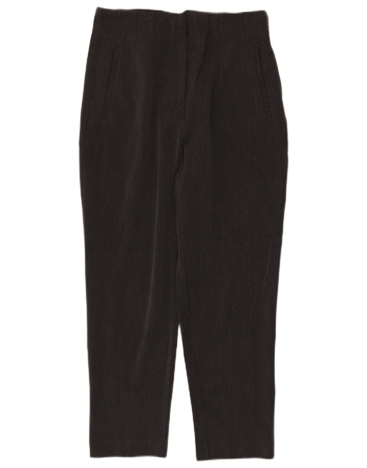 Zara Womens High Waist Crop Suit Trousers Medium W28 L25 Grey Polyester