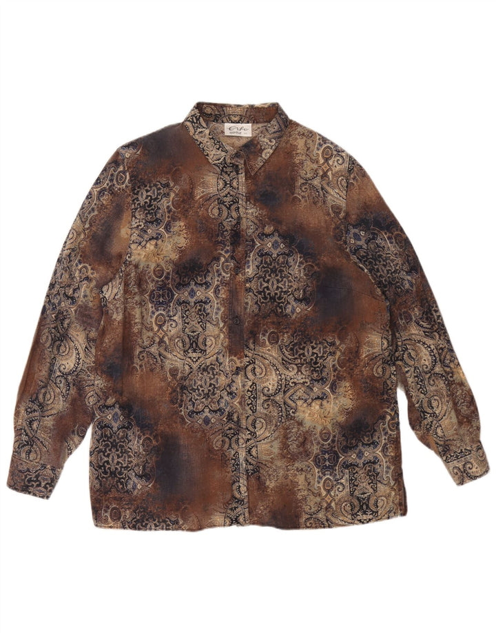 Vintage Womens Oversized Shirt IT 44 Medium Brown Paisley Tencel