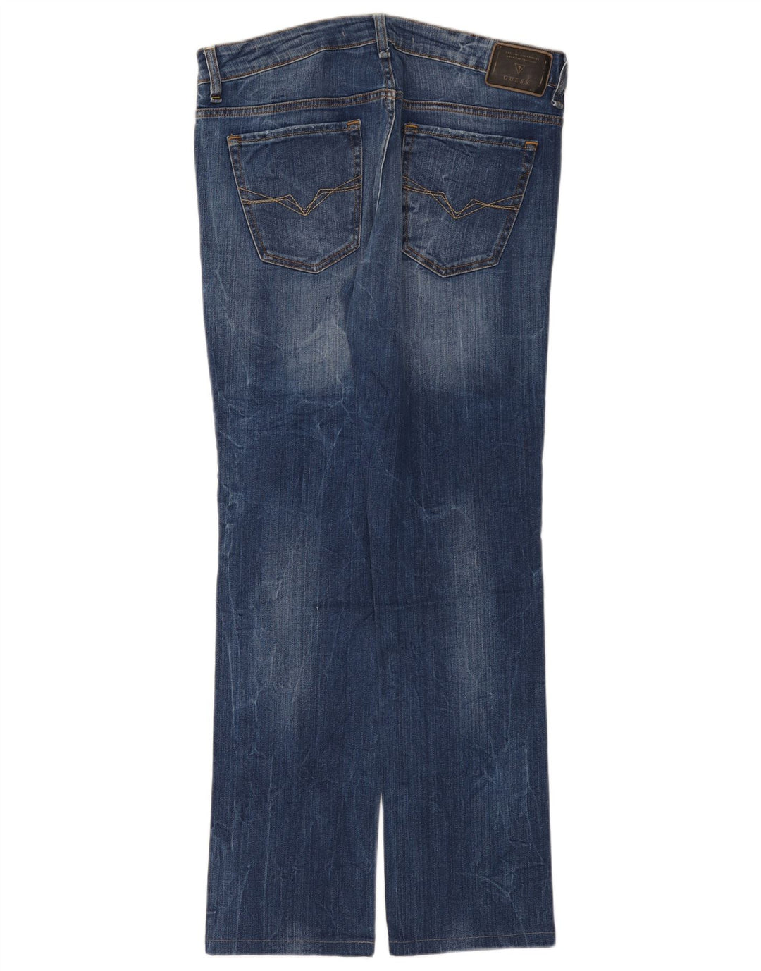 Guess Herren Straight Jeans W34 L32 Blaue Baumwolle