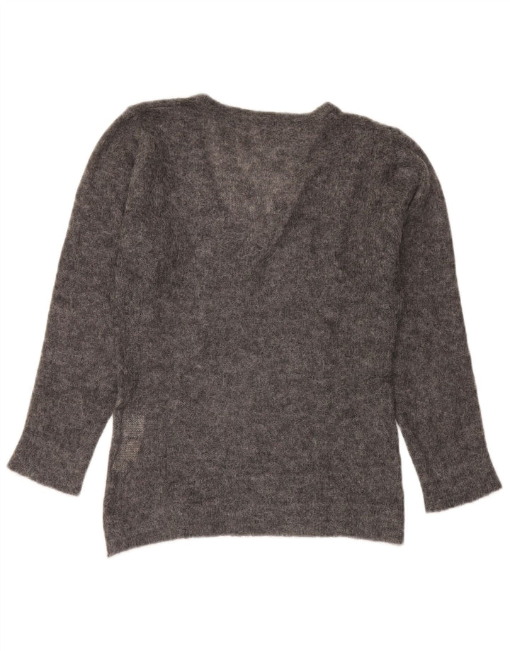 Maglione maglione con scollo a V da donna Marella UK 16 Large Grigio Poliammide