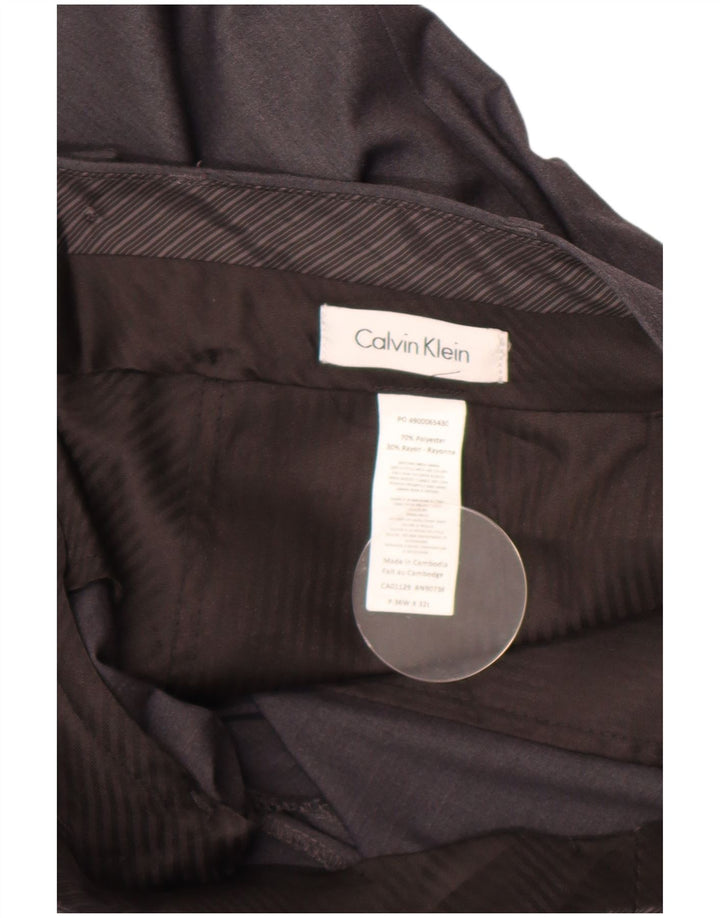Calvin Klein Herre lige jakkesætsbukser W36 L32 Grå polyester