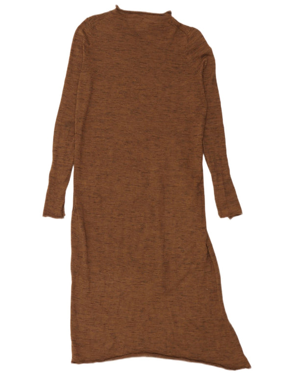 Zara Damen Asymmetrisches Pulloverkleid UK 10 Small Braun Polyester