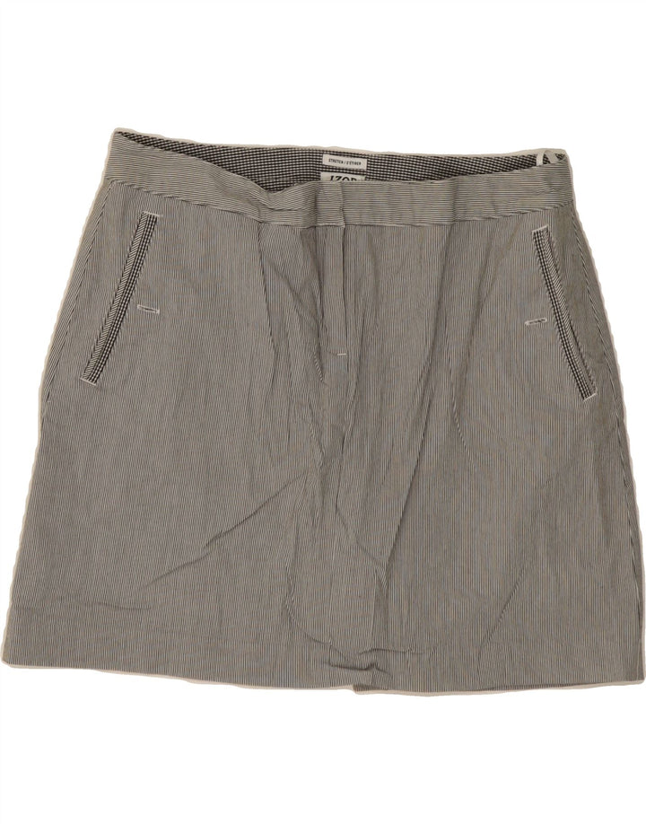 IZOD Womens Skort US 10 Large W33  Grey Striped Cotton Vintage Izod and Second-Hand Izod from Messina Hembry 