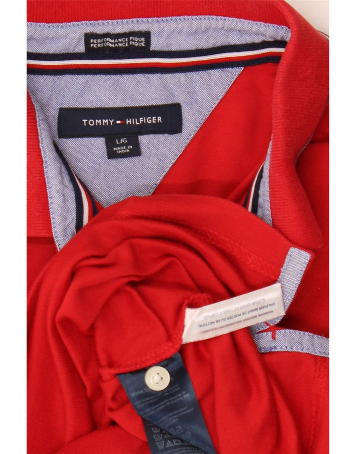 TOMMY HILFIGER Mens Performance Polo Shirt Large Red Cotton Vintage Tommy Hilfiger and Second-Hand Tommy Hilfiger from Messina Hembry 