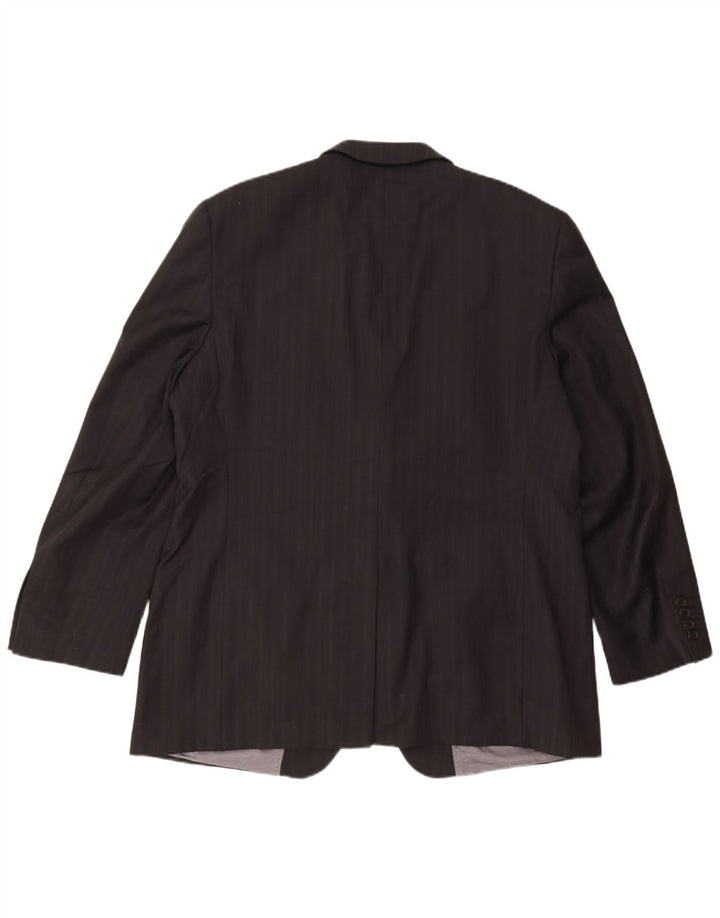 Giacca blazer da uomo a 2 bottoni Ted Baker UK 46 3XL lana gessata nera