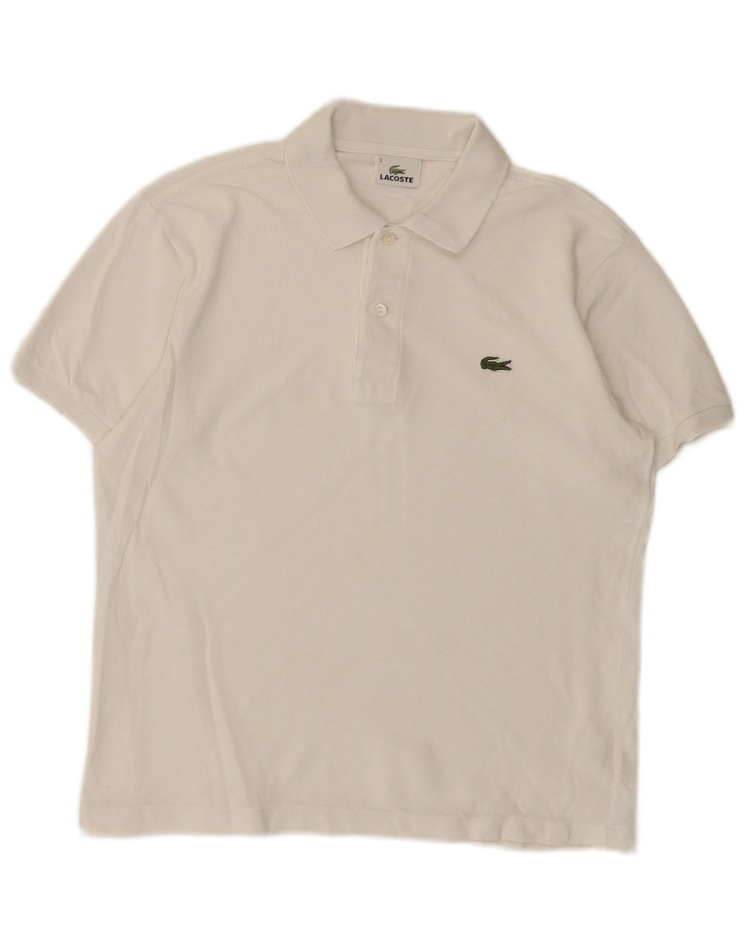 LACOSTE Mens Polo Shirt Size 3 Small White Cotton