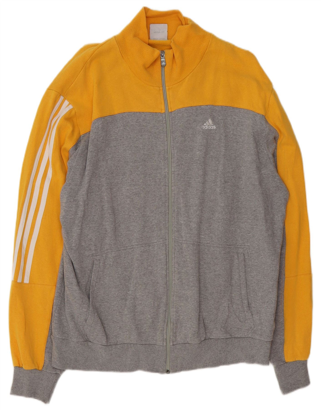 Giacca da tuta da uomo ADIDAS XL in cotone color block grigio