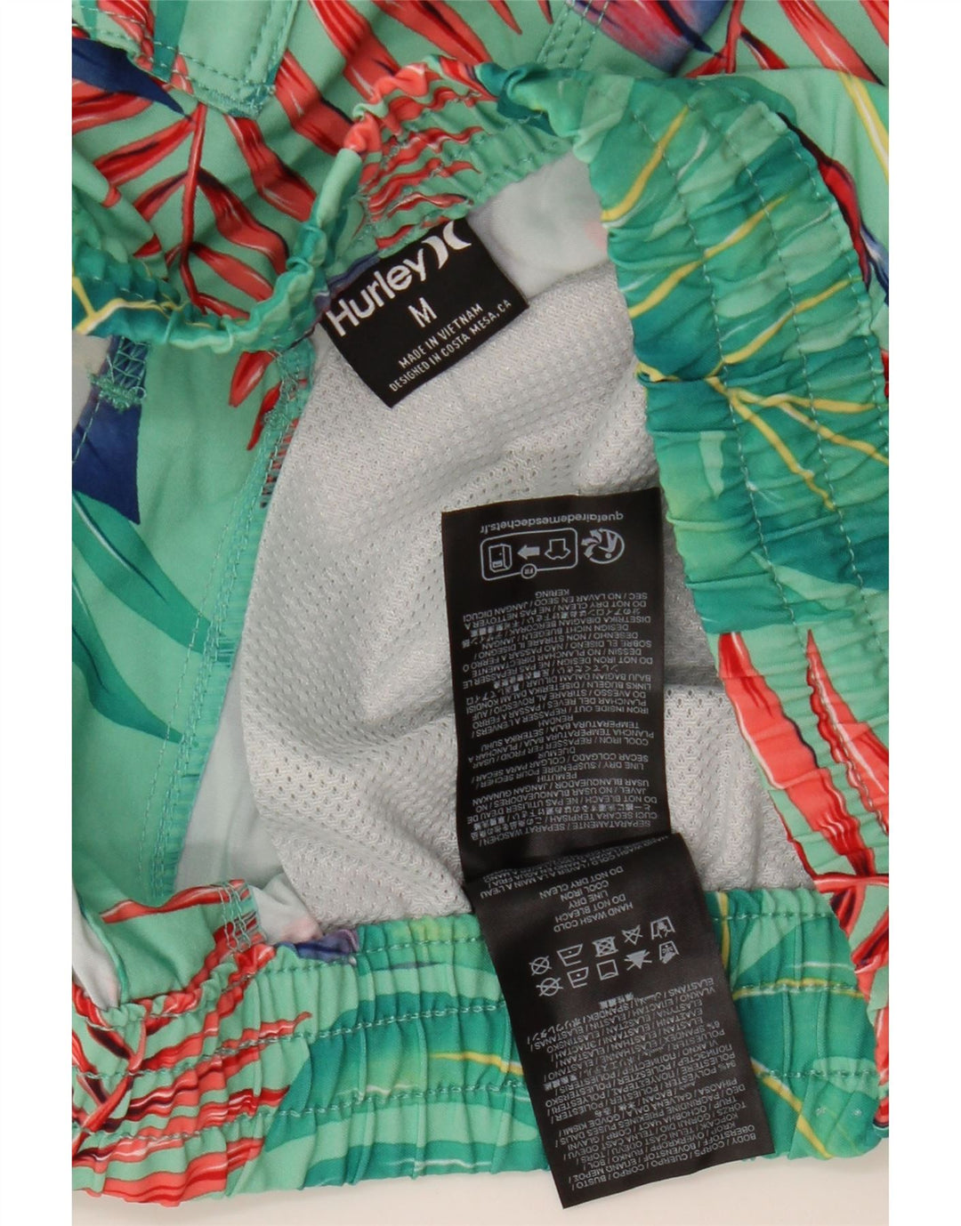 HURLEY Mens Swimming Shorts Medium  Green Floral Polyester