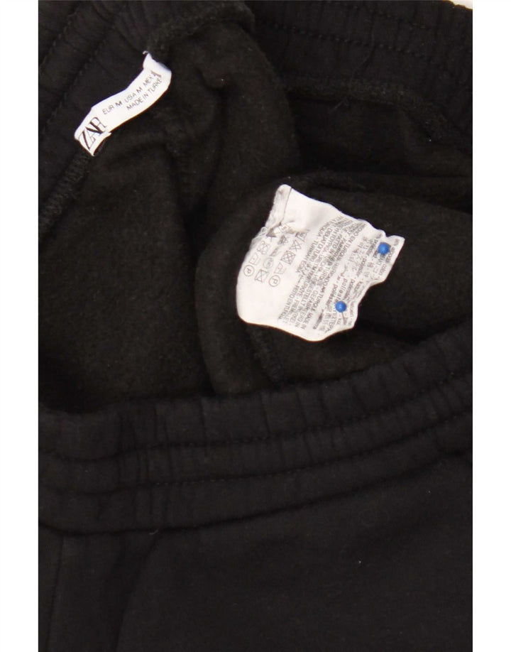 Zara Womens Tracksuit Trousers UK 12 Medium Black Cotton