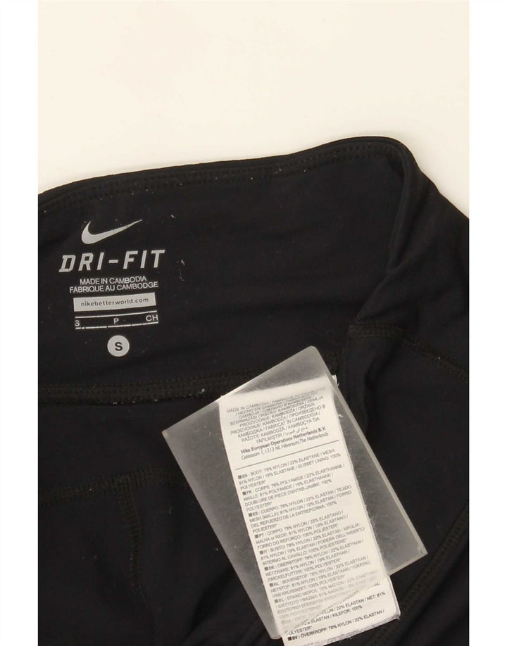 Nike Womens Dri Fit Capri Leggings UK 8 Small Black Nylon