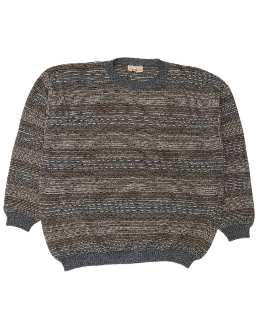 RODES Mens Crew Neck Jumper Sweater 2XL Multicoloured Striped Cotton