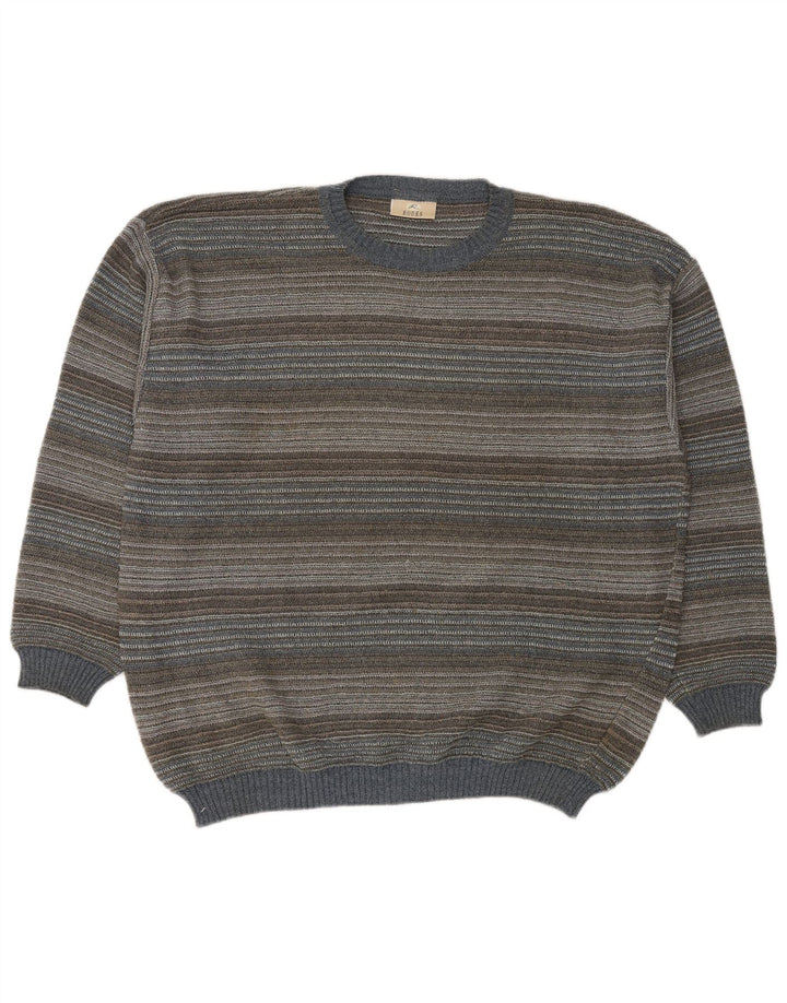RODES Mens Crew Neck Jumper Sweater 2XL Multicoloured Striped Cotton