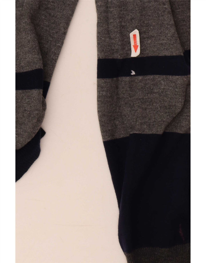 Sun68 Mens Crew Neck Jumper Sweater Large Grey Striped Wool