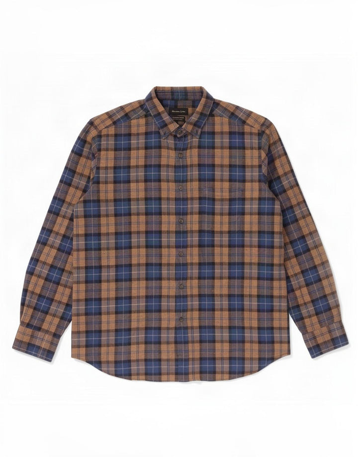 Camicia da uomo in flanella Massimo Dutti 2XL a quadri marroni