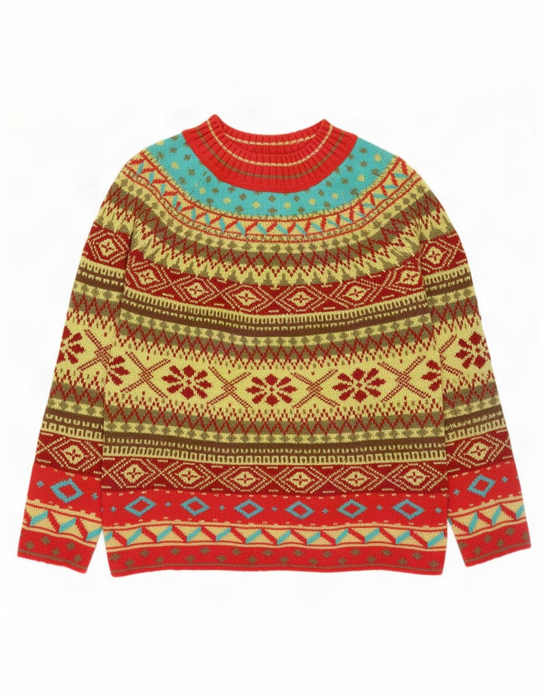 Vintage Damen Pullover mit Rundhalsausschnitt UK 14 Medium Mehrfarbig